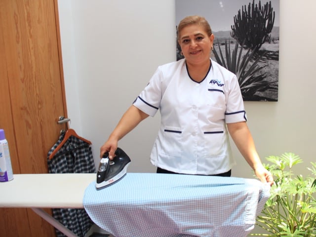 Personal Domestico Planchando Ropa